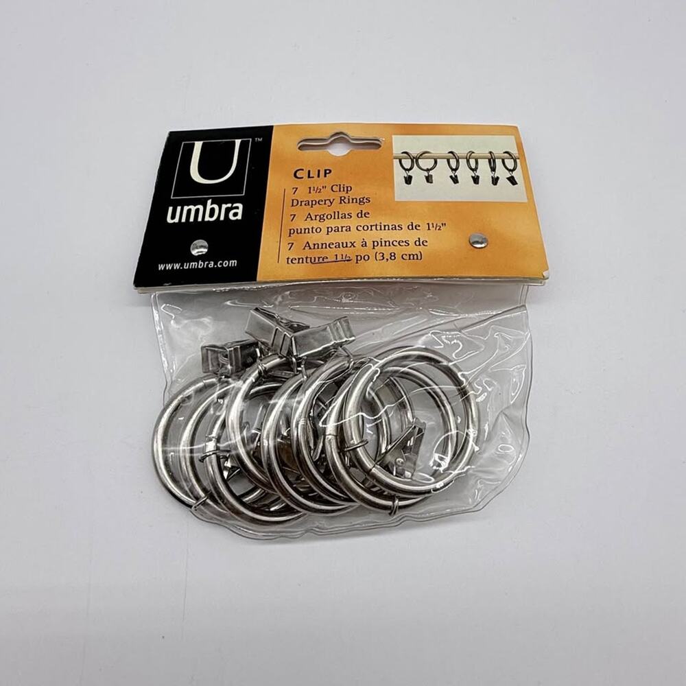 NEW 1 1/2-Inch Umbra Clip Drapery Rings - 7 Pack